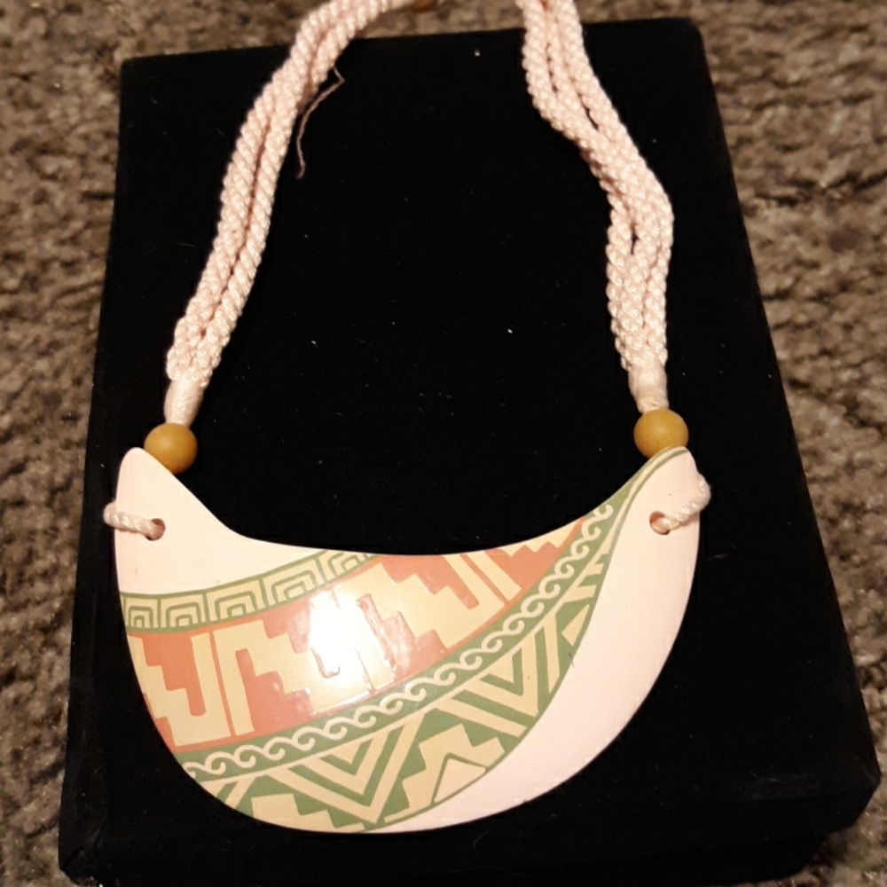 One of a kind hand-painted necklace.